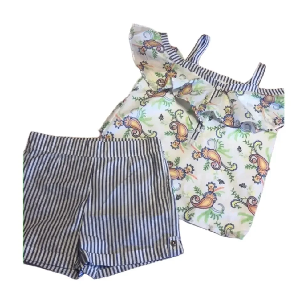 Janie and Jack GUC floral striped shorts  Girls SET size 8 …